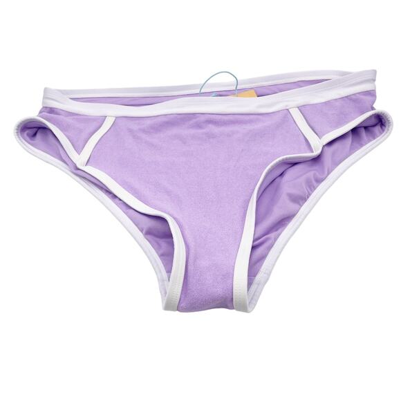 Kona Sol Womens Purple Terry High Waisted Swim Bikini Bottoms Size 1X - Picture 1 of 5